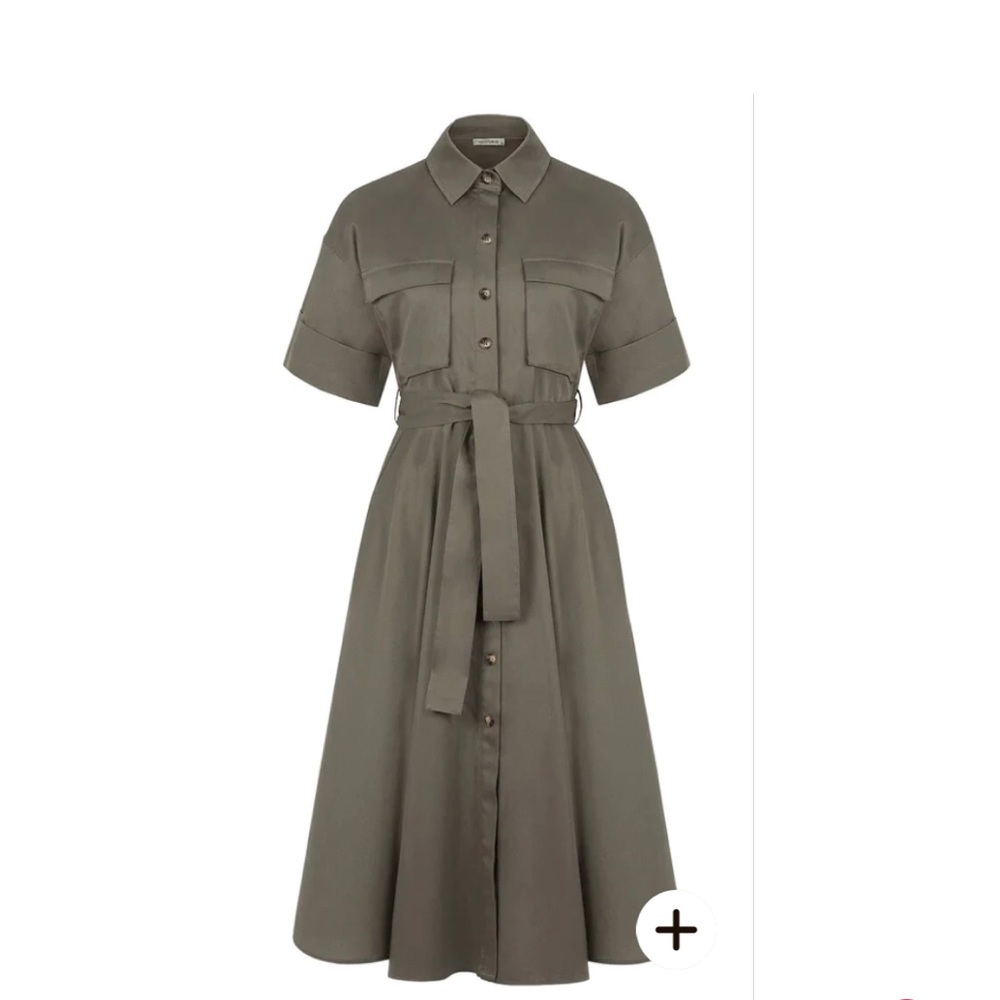 KHAKI MIDI DRESS
